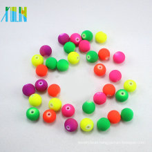 cheapest factory price round glass neon solid rubber beads